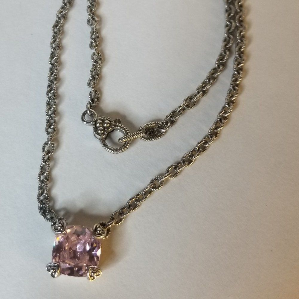 JR Sterling Silver + Morganite Stone Necklace